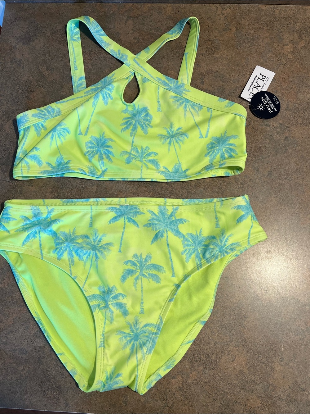 Two-Piece BNWT size 16 Girls XXL, Palm Print Swim Suit